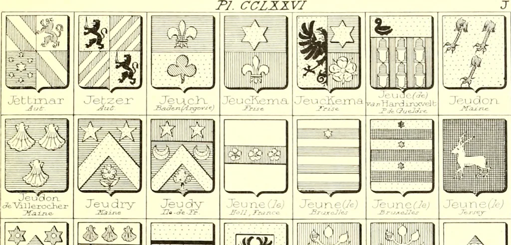 An illustration from Armoiries des familles contenues dans l'Armorial général de J.B. Rieststap [sic], 1903, leaf 564