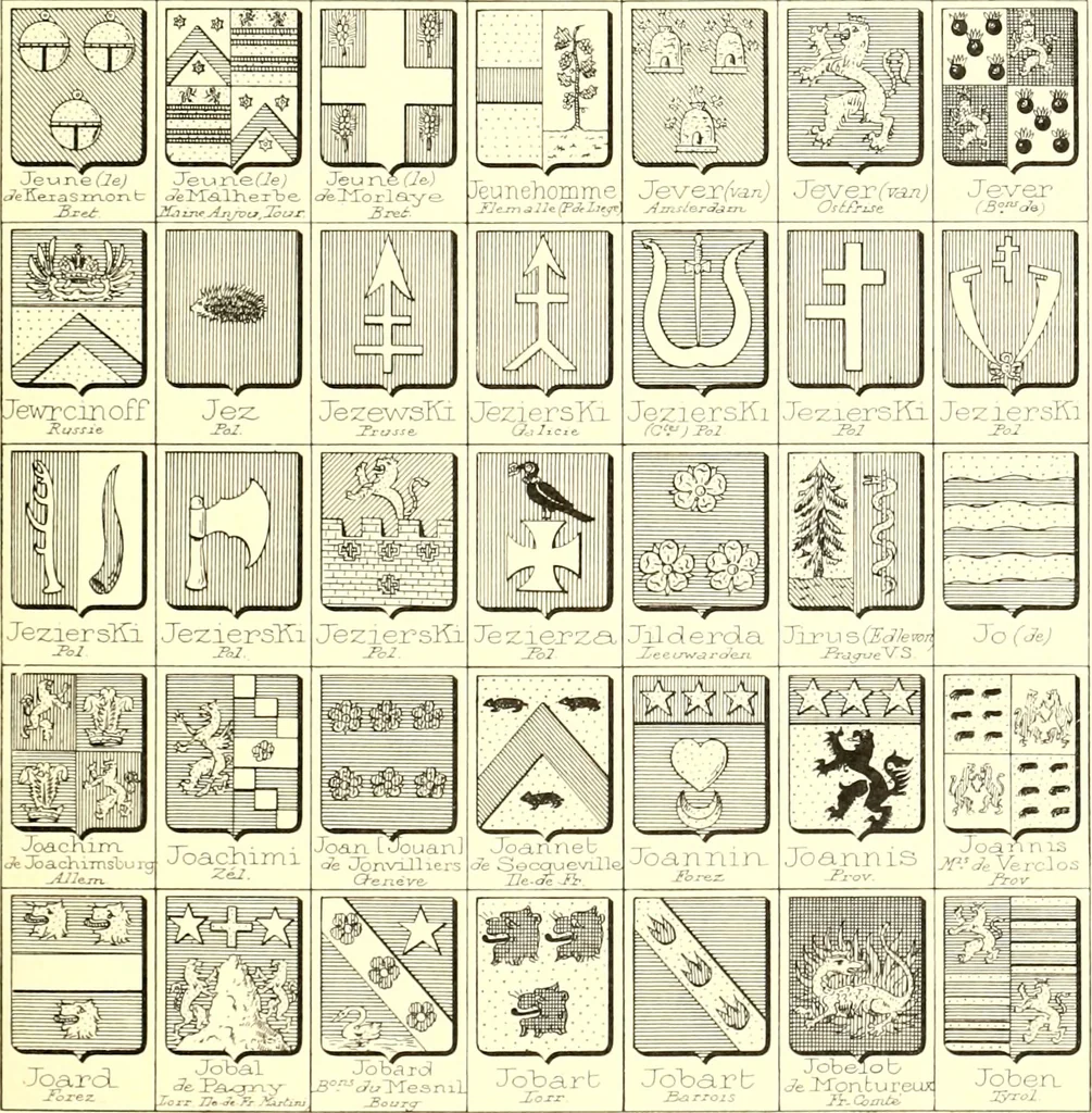 An illustration from Armoiries des familles contenues dans l'Armorial général de J.B. Rieststap [sic], 1903, leaf 564