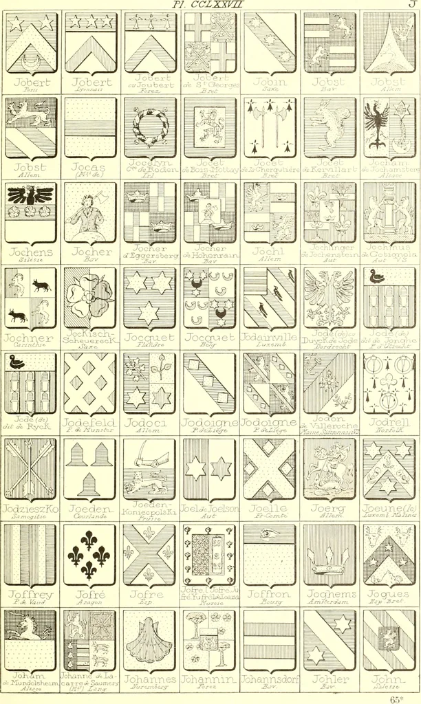 An illustration from Armoiries des familles contenues dans l'Armorial général de J.B. Rieststap [sic], 1903, leaf 566