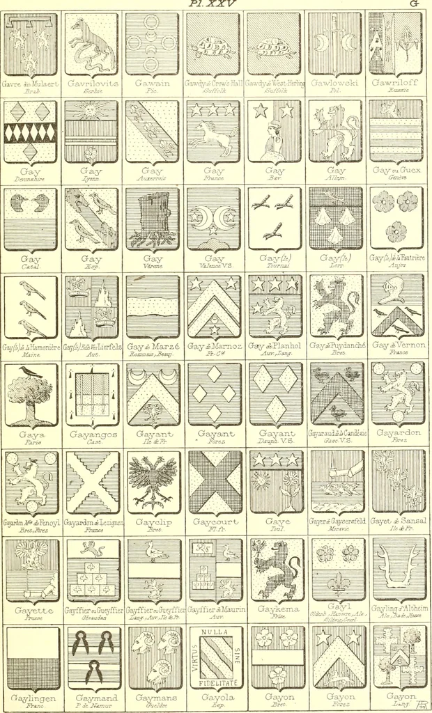 An illustration from Armoiries des familles contenues dans l'Armorial général de J.B. Rieststap [sic], 1903, leaf 58
