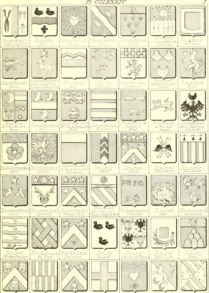 An illustration from Armoiries des familles contenues dans l'Armorial général de J.B. Rieststap [sic], 1903, leaf 580