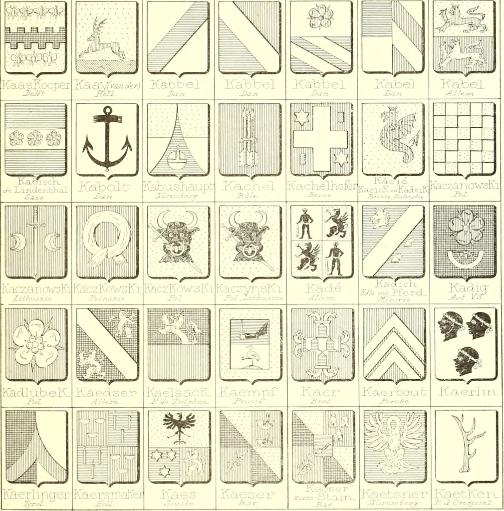 An illustration from Armoiries des familles contenues dans l'Armorial général de J.B. Rieststap [sic], 1903, leaf 592