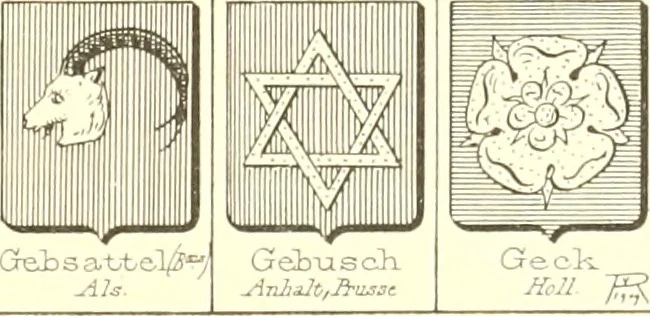 An illustration from Armoiries des familles contenues dans l'Armorial général de J.B. Rieststap [sic], 1903, leaf 60