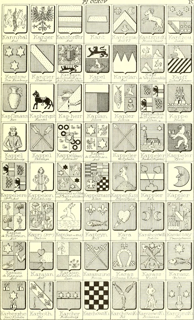 An illustration from Armoiries des familles contenues dans l'Armorial général de J.B. Rieststap [sic], 1903, leaf 602