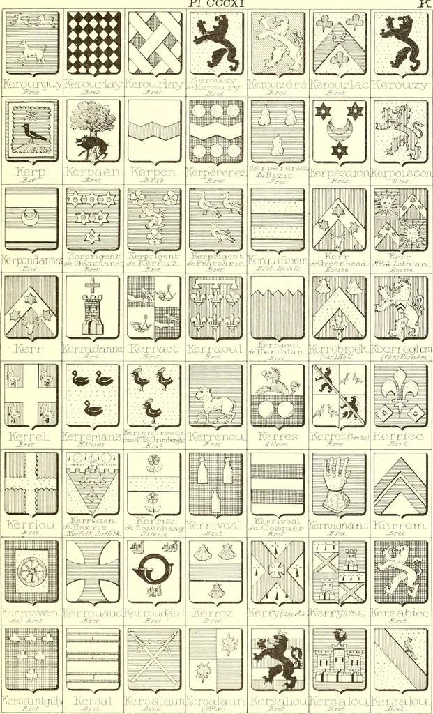 An illustration from Armoiries des familles contenues dans l'Armorial général de J.B. Rieststap [sic], 1903, leaf 634