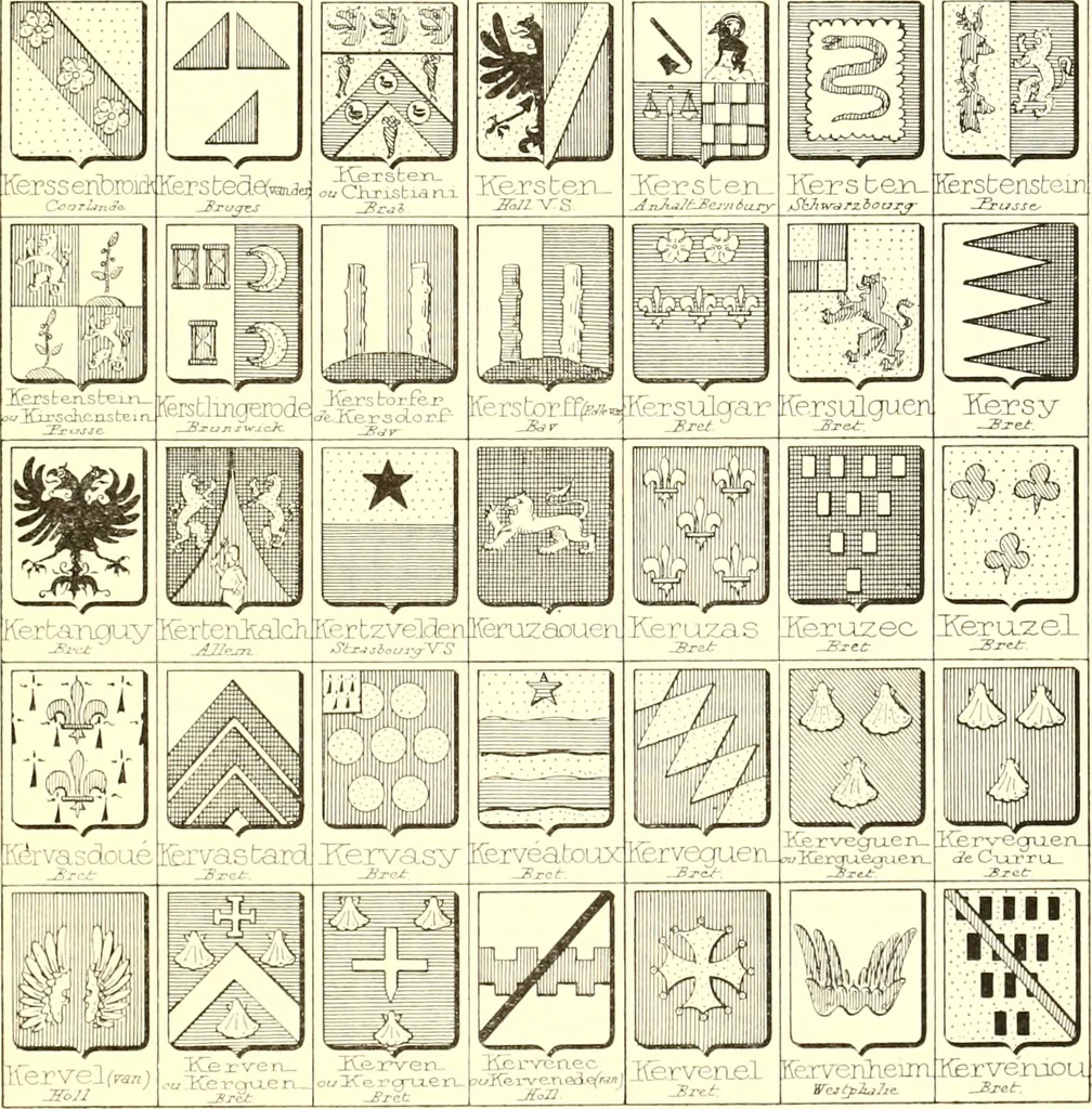 An illustration from Armoiries des familles contenues dans l'Armorial général de J.B. Rieststap [sic], 1903, leaf 636