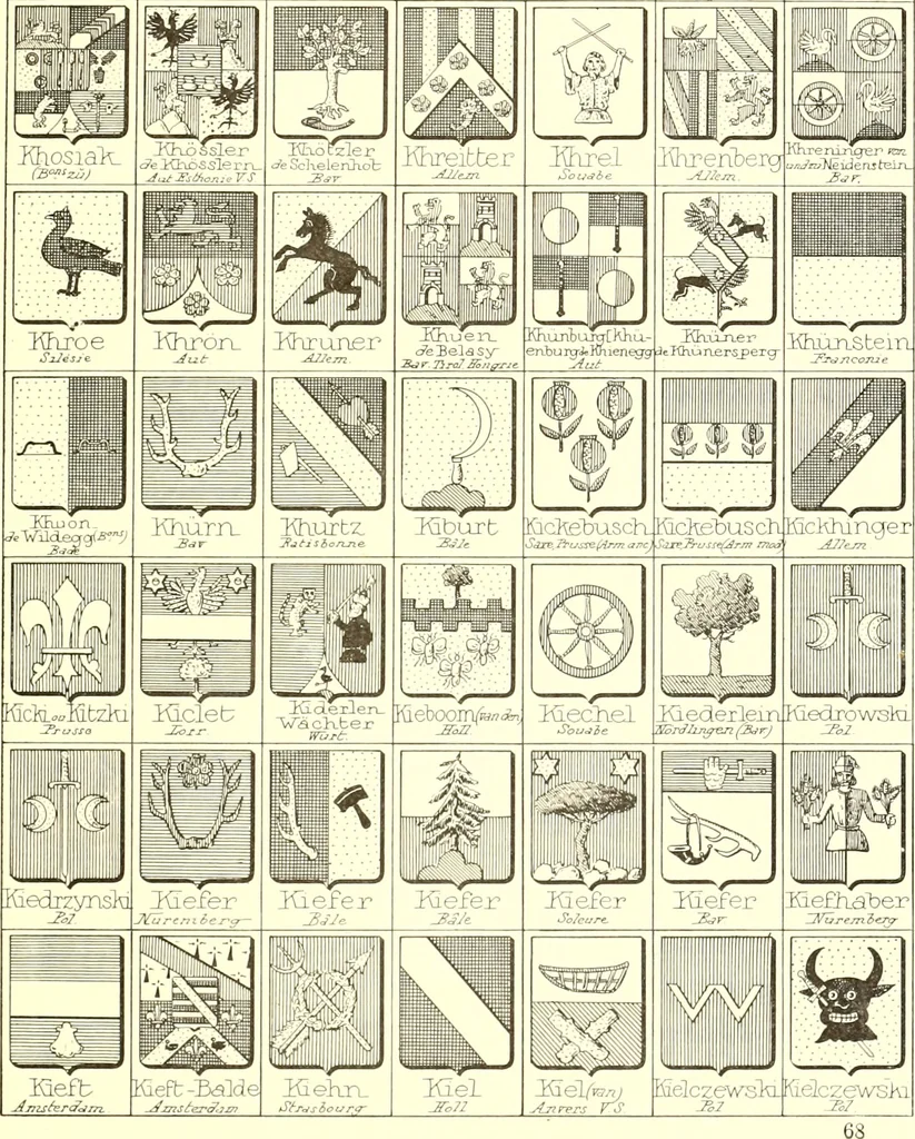 An illustration from Armoiries des familles contenues dans l'Armorial général de J.B. Rieststap [sic], 1903, leaf 646