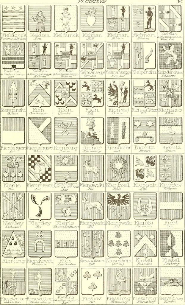 An illustration from Armoiries des familles contenues dans l'Armorial général de J.B. Rieststap [sic], 1903, leaf 648