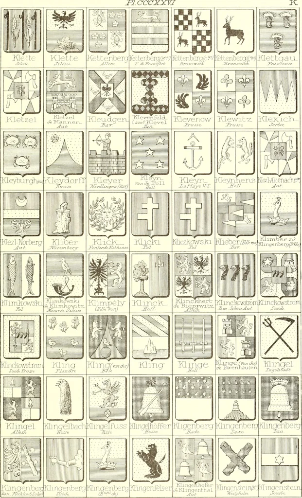 An illustration from Armoiries des familles contenues dans l'Armorial général de J.B. Rieststap [sic], 1903, leaf 664