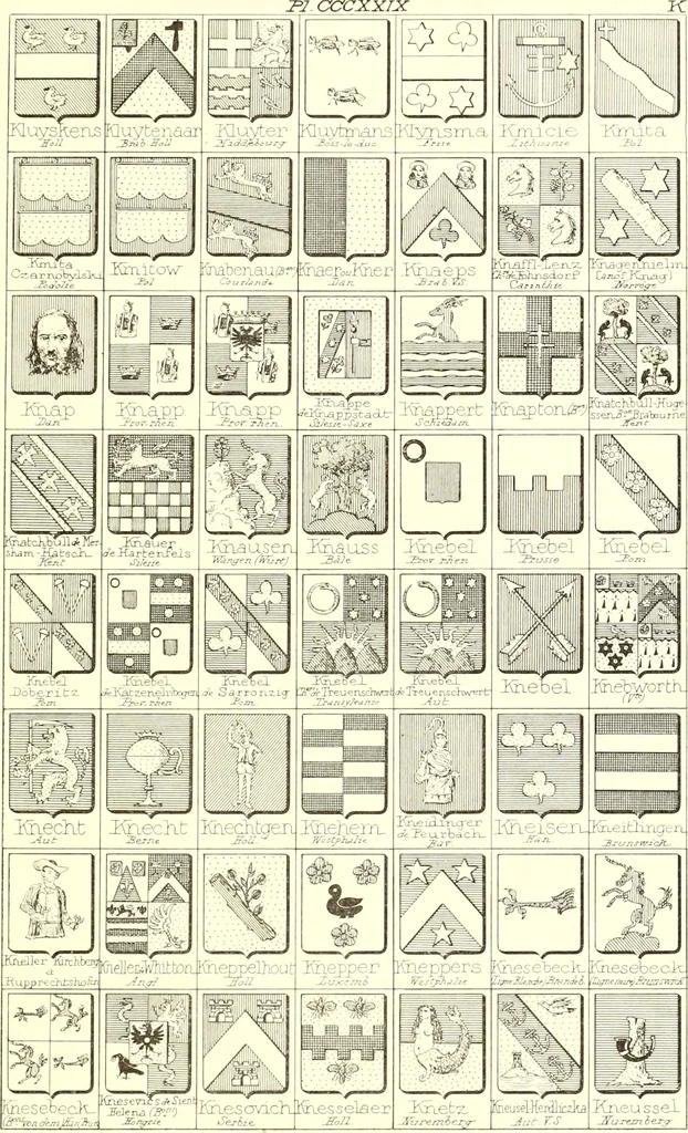 An illustration from Armoiries des familles contenues dans l'Armorial général de J.B. Rieststap [sic], 1903, leaf 670
