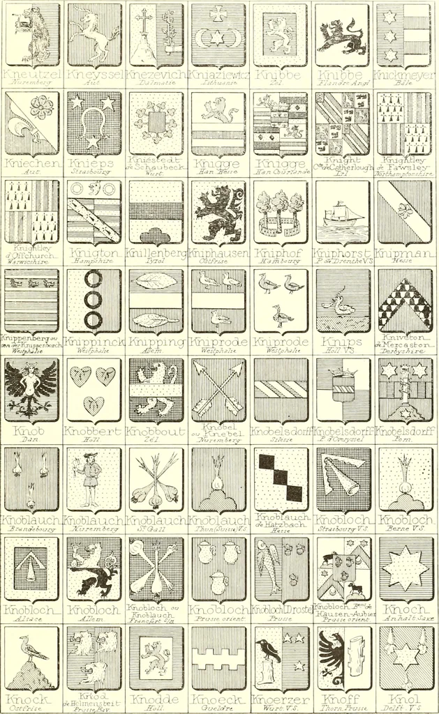 An illustration from Armoiries des familles contenues dans l'Armorial général de J.B. Rieststap [sic], 1903, leaf 672