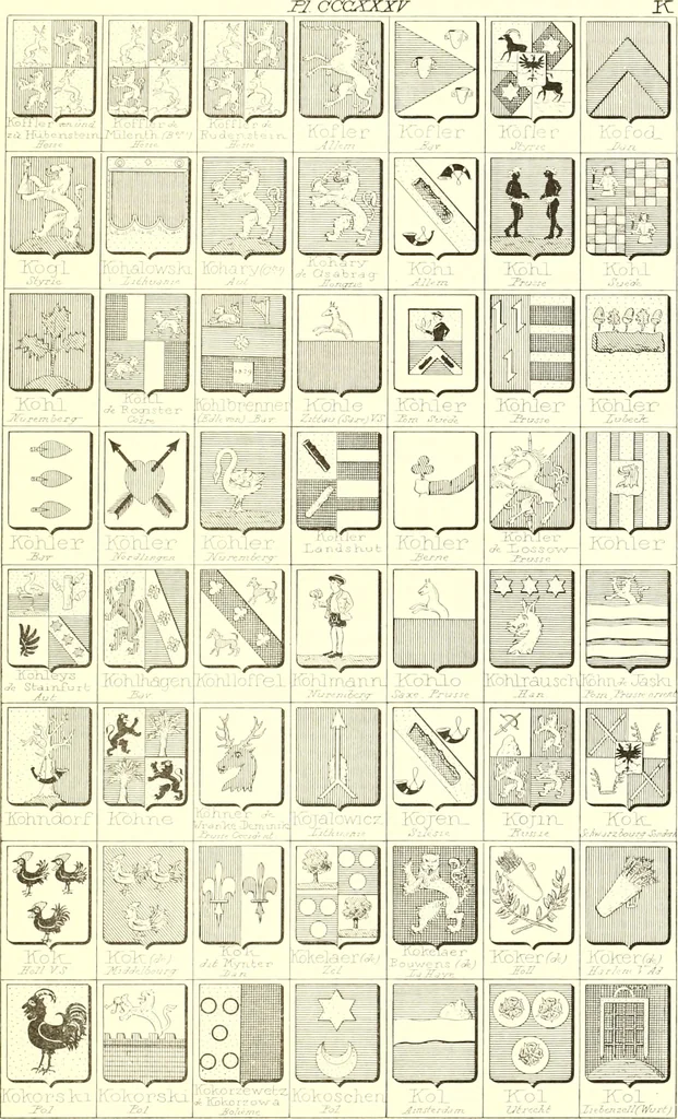 An illustration from Armoiries des familles contenues dans l'Armorial général de J.B. Rieststap [sic], 1903, leaf 682