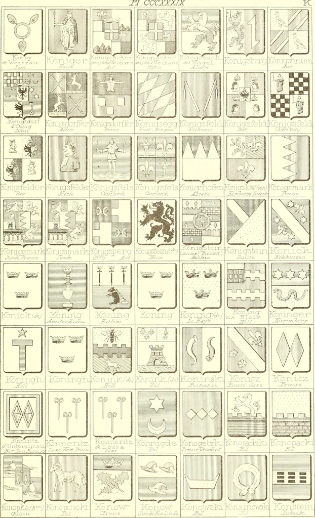 An illustration from Armoiries des familles contenues dans l'Armorial général de J.B. Rieststap [sic], 1903, leaf 690