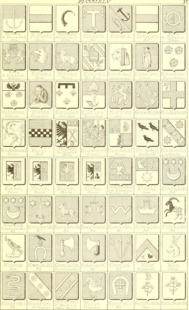 An illustration from Armoiries des familles contenues dans l'Armorial général de J.B. Rieststap [sic], 1903, leaf 702