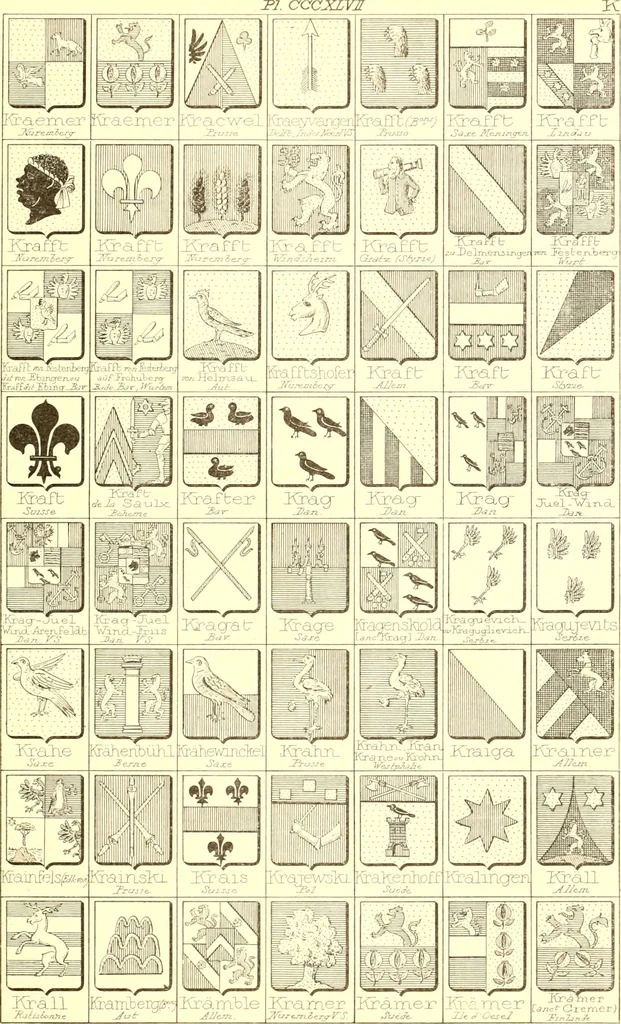 An illustration from Armoiries des familles contenues dans l'Armorial général de J.B. Rieststap [sic], 1903, leaf 706