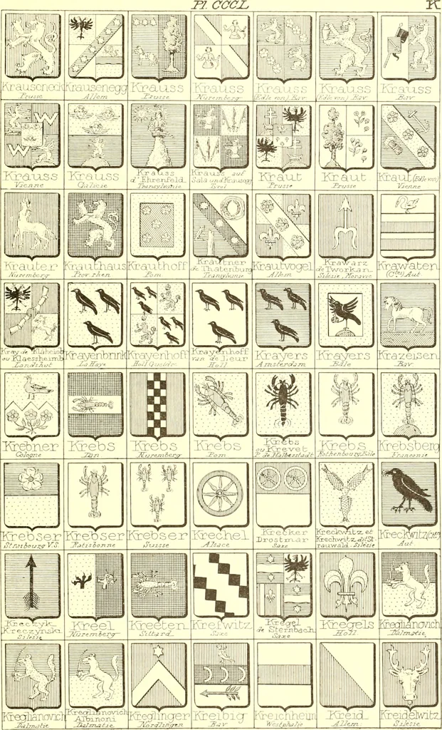 An illustration from Armoiries des familles contenues dans l'Armorial général de J.B. Rieststap [sic], 1903, leaf 712