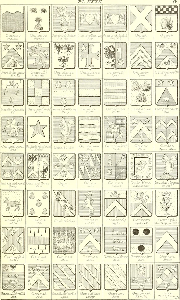 An illustration from Armoiries des familles contenues dans l'Armorial général de J.B. Rieststap [sic], 1903, leaf 72