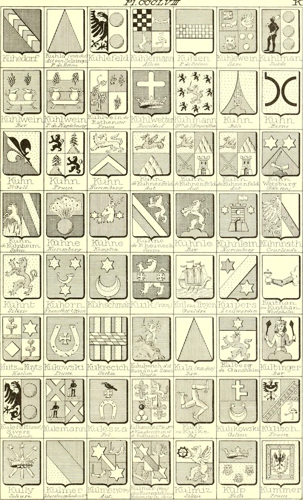 An illustration from Armoiries des familles contenues dans l'Armorial général de J.B. Rieststap [sic], 1903, leaf 728