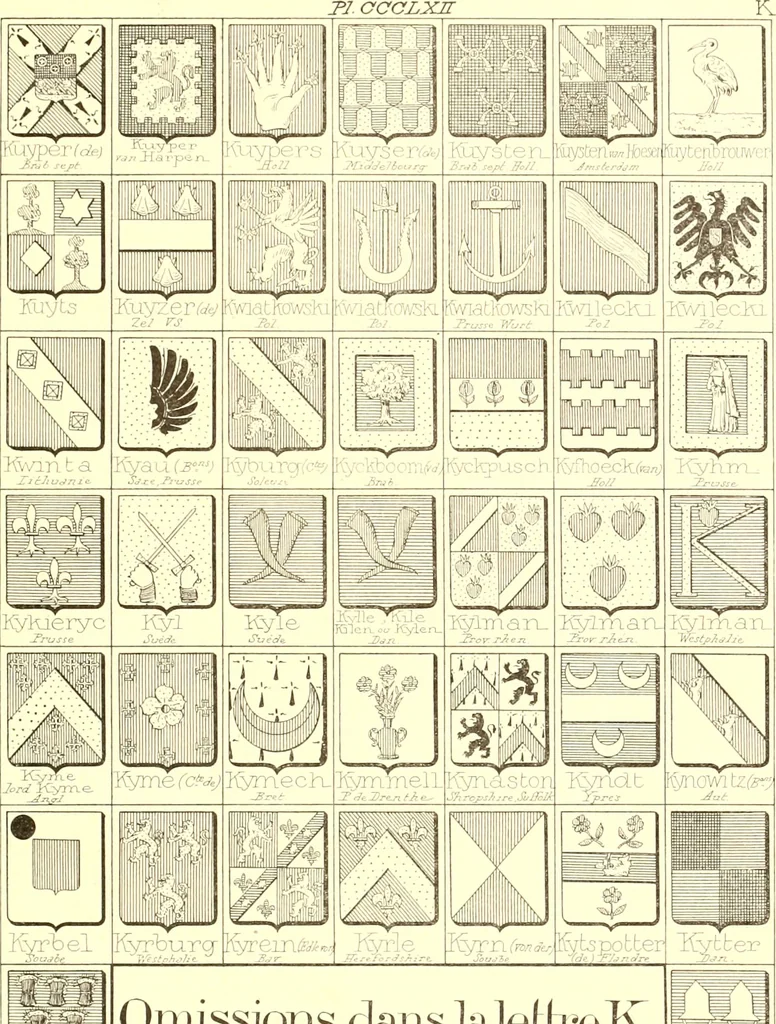 An illustration from Armoiries des familles contenues dans l'Armorial général de J.B. Rieststap [sic], 1903, leaf 736