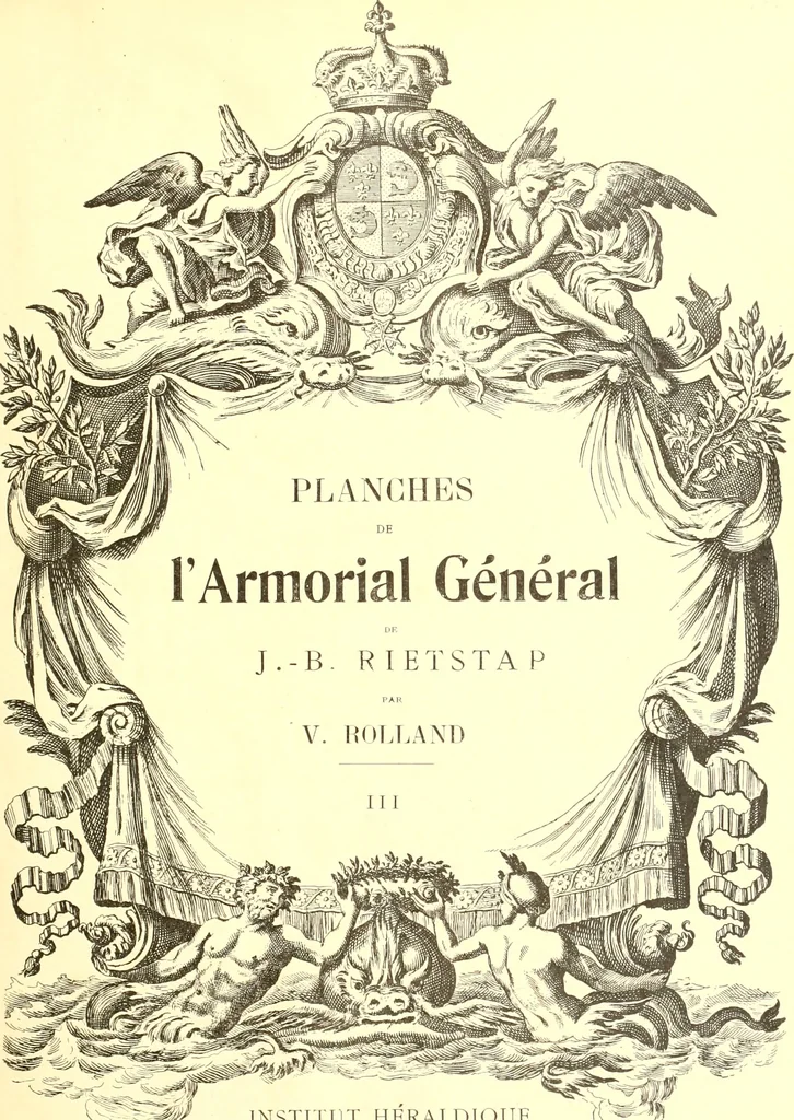 An illustration from Armoiries des familles contenues dans l'Armorial général de J.B. Rieststap [sic], 1903, leaf 8