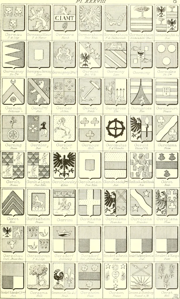 An illustration from Armoiries des familles contenues dans l'Armorial général de J.B. Rieststap [sic], 1903, leaf 84