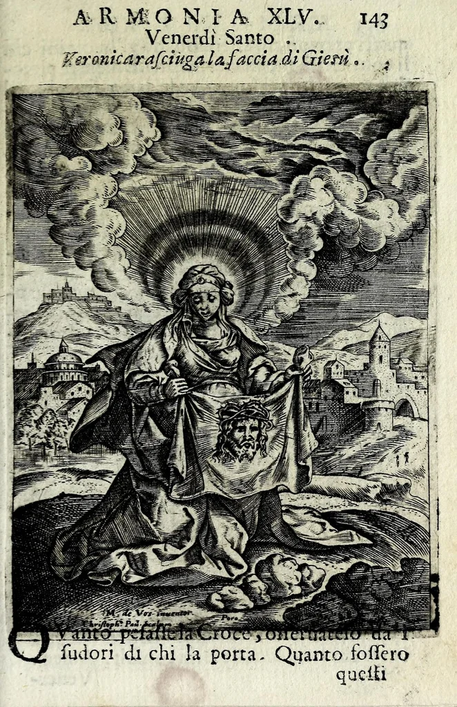 An illustration from Armonia contemplativa sopra la vita di Giesù Christo : delli santi Filippo Neri, Ignatio Loiola, Caietano di Tieni, e Teresa di Giesù : disposta secondo l'ordine delli Vangeli non solo per tutti li giorni dell'anno, mesi e settimane, ma ancora per tutte le feste principali : consegrata all'altezza serenissima Anna Maria Isabella, duchessa di Mantoua, Monferrato, Guastalla, &c., 1690, leaf 159