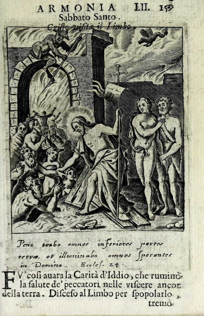 An illustration from Armonia contemplativa sopra la vita di Giesù Christo : delli santi Filippo Neri, Ignatio Loiola, Caietano di Tieni, e Teresa di Giesù : disposta secondo l'ordine delli Vangeli non solo per tutti li giorni dell'anno, mesi e settimane, ma ancora per tutte le feste principali : consegrata all'altezza serenissima Anna Maria Isabella, duchessa di Mantoua, Monferrato, Guastalla, &c., 1690, leaf 175
