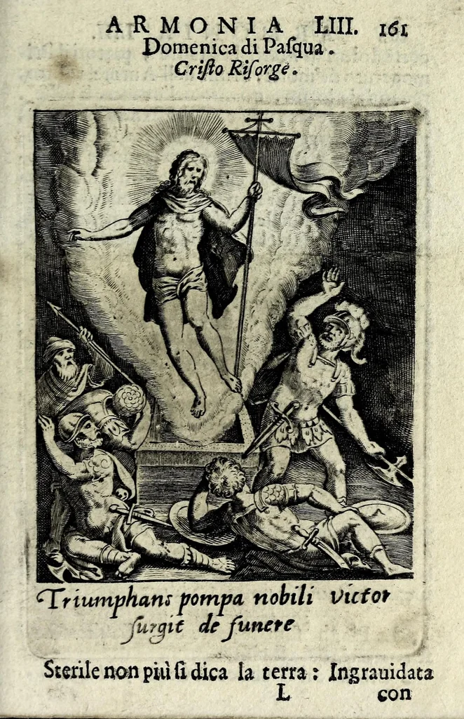 An illustration from Armonia contemplativa sopra la vita di Giesù Christo : delli santi Filippo Neri, Ignatio Loiola, Caietano di Tieni, e Teresa di Giesù : disposta secondo l'ordine delli Vangeli non solo per tutti li giorni dell'anno, mesi e settimane, ma ancora per tutte le feste principali : consegrata all'altezza serenissima Anna Maria Isabella, duchessa di Mantoua, Monferrato, Guastalla, &c., 1690, leaf 177