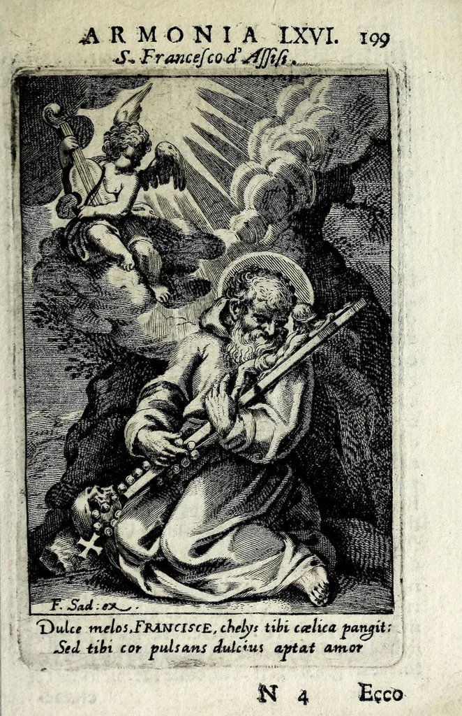 An illustration from Armonia contemplativa sopra la vita di Giesù Christo : delli santi Filippo Neri, Ignatio Loiola, Caietano di Tieni, e Teresa di Giesù : disposta secondo l'ordine delli Vangeli non solo per tutti li giorni dell'anno, mesi e settimane, ma ancora per tutte le feste principali : consegrata all'altezza serenissima Anna Maria Isabella, duchessa di Mantoua, Monferrato, Guastalla, &c., 1690, leaf 215
