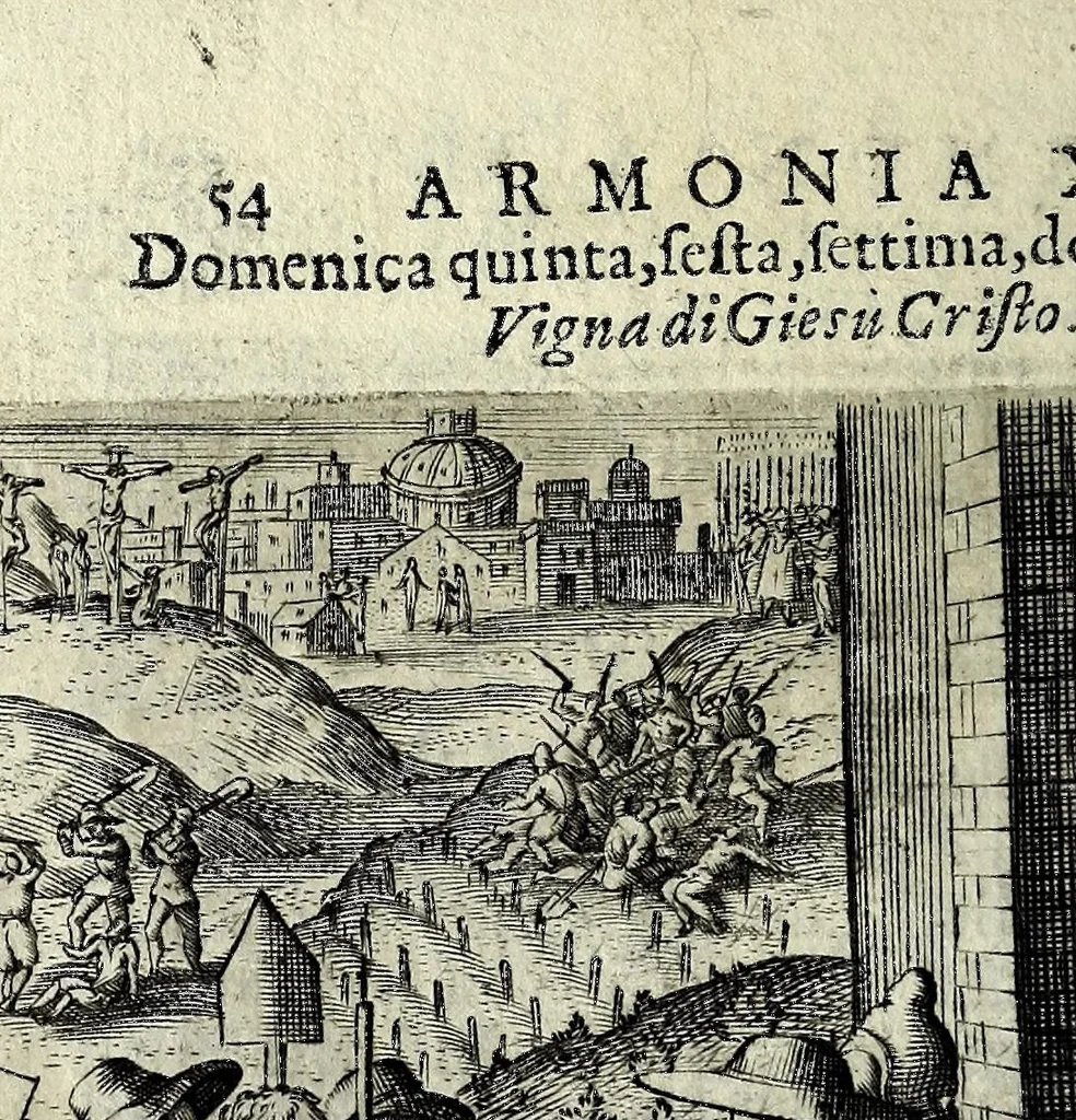 An illustration from Armonia contemplativa sopra la vita di Giesù Christo : delli santi Filippo Neri, Ignatio Loiola, Caietano di Tieni, e Teresa di Giesù : disposta secondo l'ordine delli Vangeli non solo per tutti li giorni dell'anno, mesi e settimane, ma ancora per tutte le feste principali : consegrata all'altezza serenissima Anna Maria Isabella, duchessa di Mantoua, Monferrato, Guastalla, &c., 1690, leaf 70