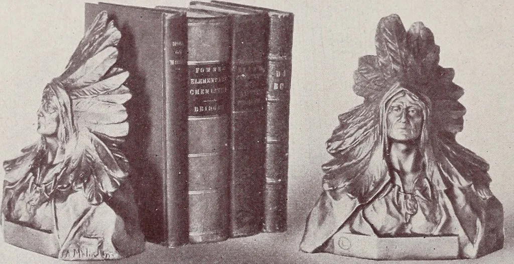 An illustration from Armor bronze : artistic and ideal gifts in book ends, door stops, art objects, table and floor lamps, 1900, leaf 11