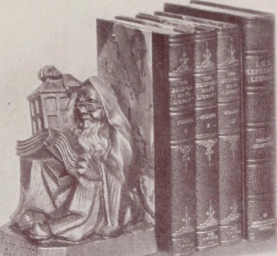 An illustration from Armor bronze : artistic and ideal gifts in book ends, door stops, art objects, table and floor lamps, 1900, leaf 12