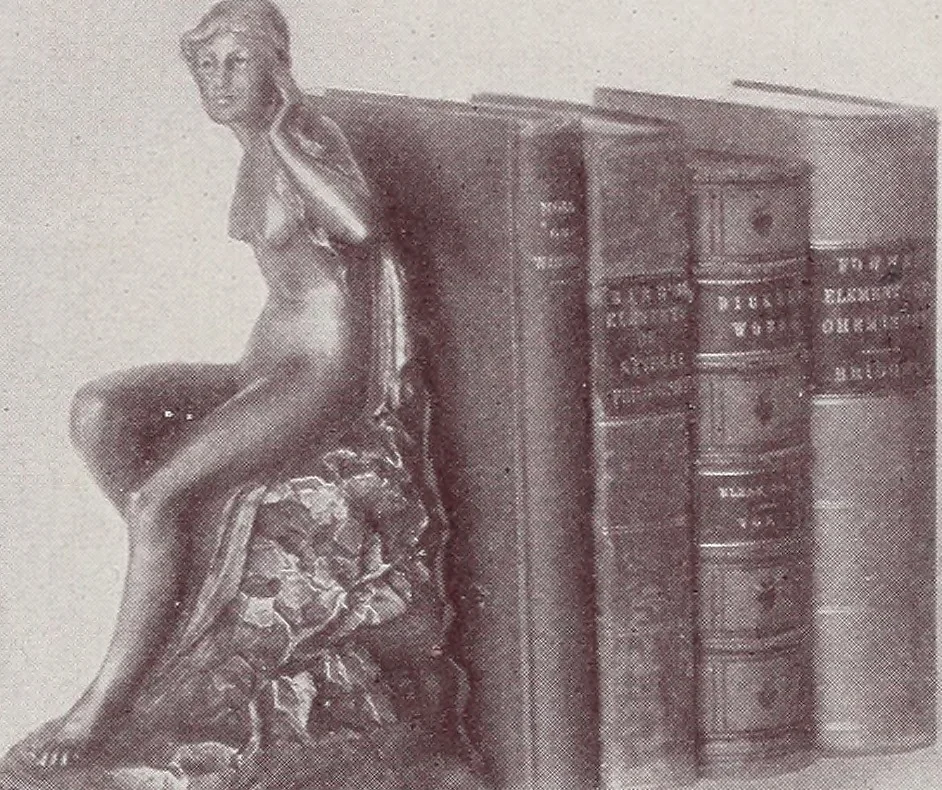 An illustration from Armor bronze : artistic and ideal gifts in book ends, door stops, art objects, table and floor lamps, 1900, leaf 12