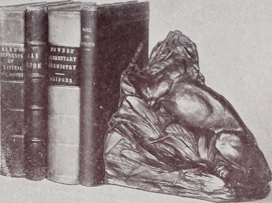 An illustration from Armor bronze : artistic and ideal gifts in book ends, door stops, art objects, table and floor lamps, 1900, leaf 14