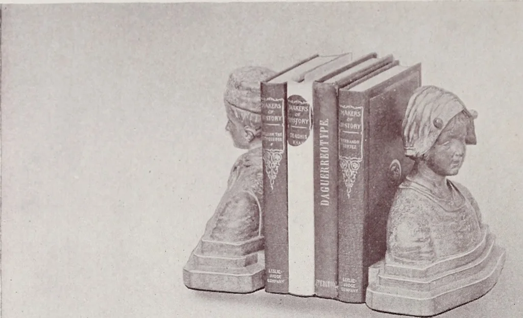 An illustration from Armor bronze : artistic and ideal gifts in book ends, door stops, art objects, table and floor lamps, 1900, leaf 15