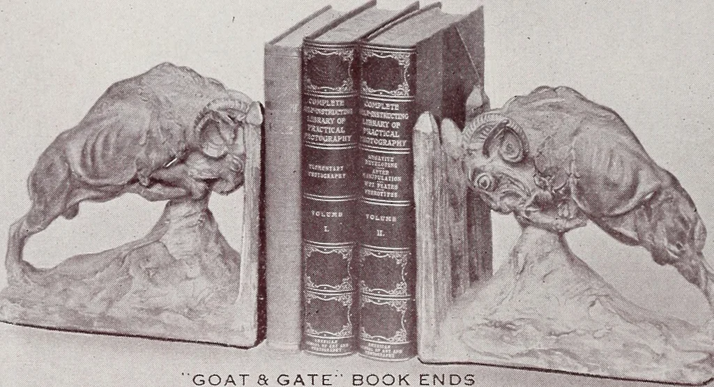 An illustration from Armor bronze : artistic and ideal gifts in book ends, door stops, art objects, table and floor lamps, 1900, leaf 15