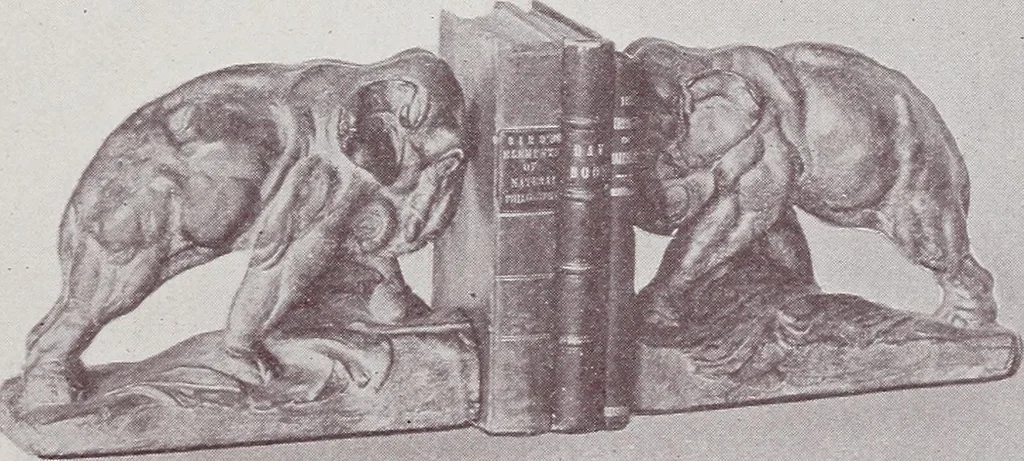 An illustration from Armor bronze : artistic and ideal gifts in book ends, door stops, art objects, table and floor lamps, 1900, leaf 16