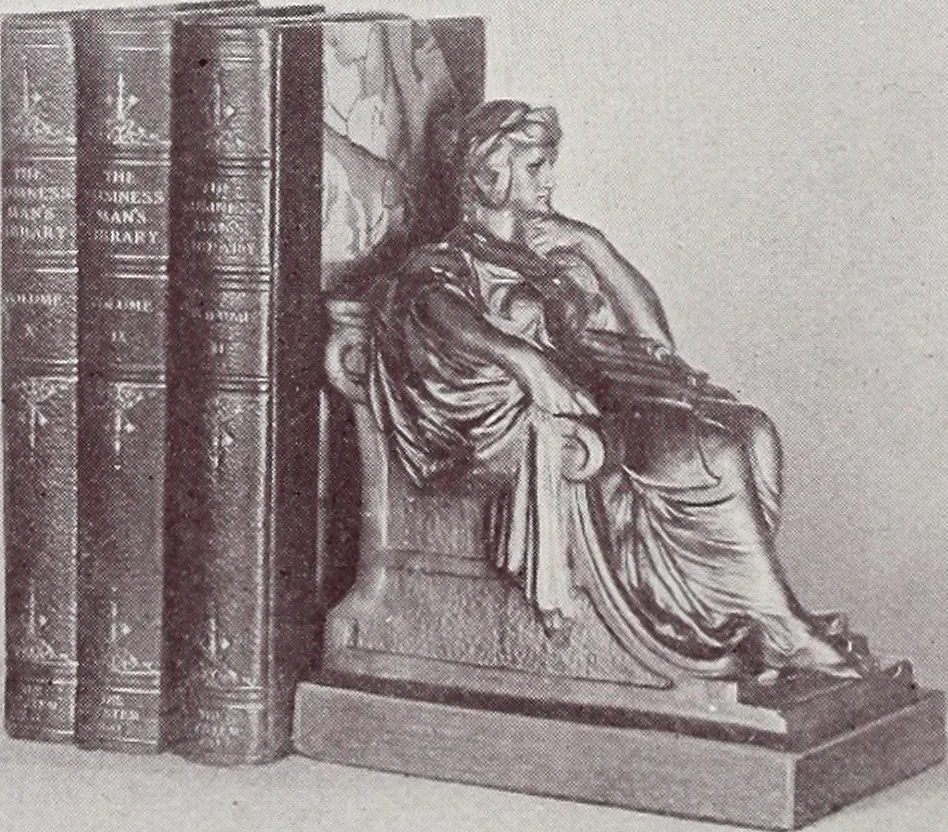 An illustration from Armor bronze : artistic and ideal gifts in book ends, door stops, art objects, table and floor lamps, 1900, leaf 17