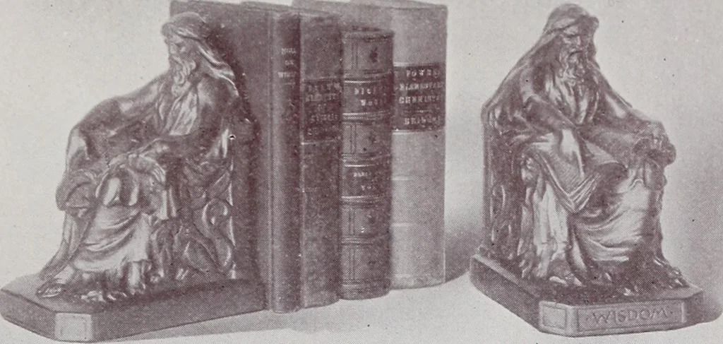 An illustration from Armor bronze : artistic and ideal gifts in book ends, door stops, art objects, table and floor lamps, 1900, leaf 18