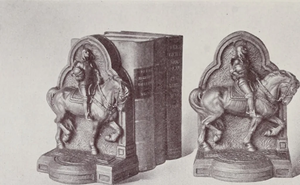 An illustration from Armor bronze : artistic and ideal gifts in book ends, door stops, art objects, table and floor lamps, 1900, leaf 19