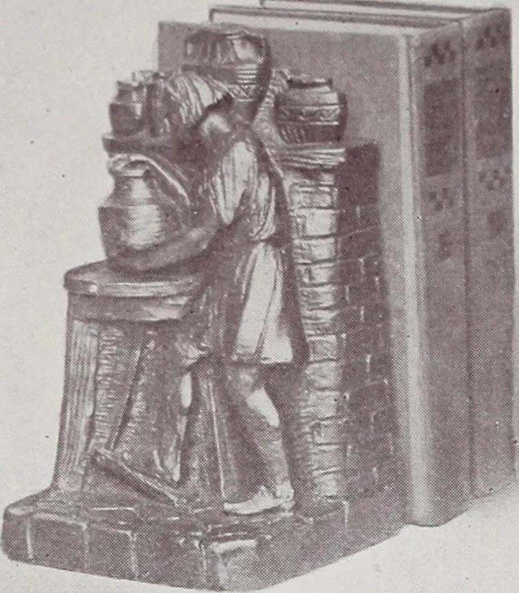 An illustration from Armor bronze : artistic and ideal gifts in book ends, door stops, art objects, table and floor lamps, 1900, leaf 20