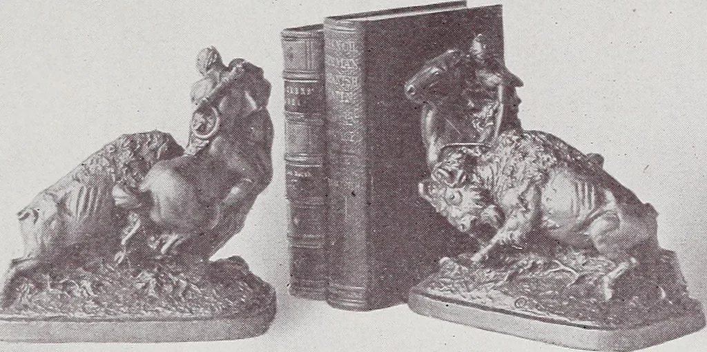 An illustration from Armor bronze : artistic and ideal gifts in book ends, door stops, art objects, table and floor lamps, 1900, leaf 20