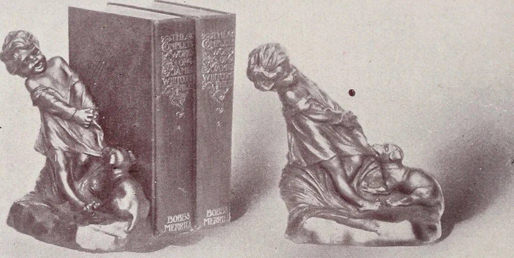 An illustration from Armor bronze : artistic and ideal gifts in book ends, door stops, art objects, table and floor lamps, 1900, leaf 3