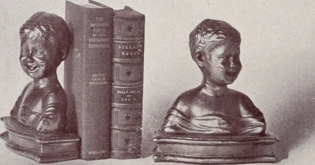 An illustration from Armor bronze : artistic and ideal gifts in book ends, door stops, art objects, table and floor lamps, 1900, leaf 3