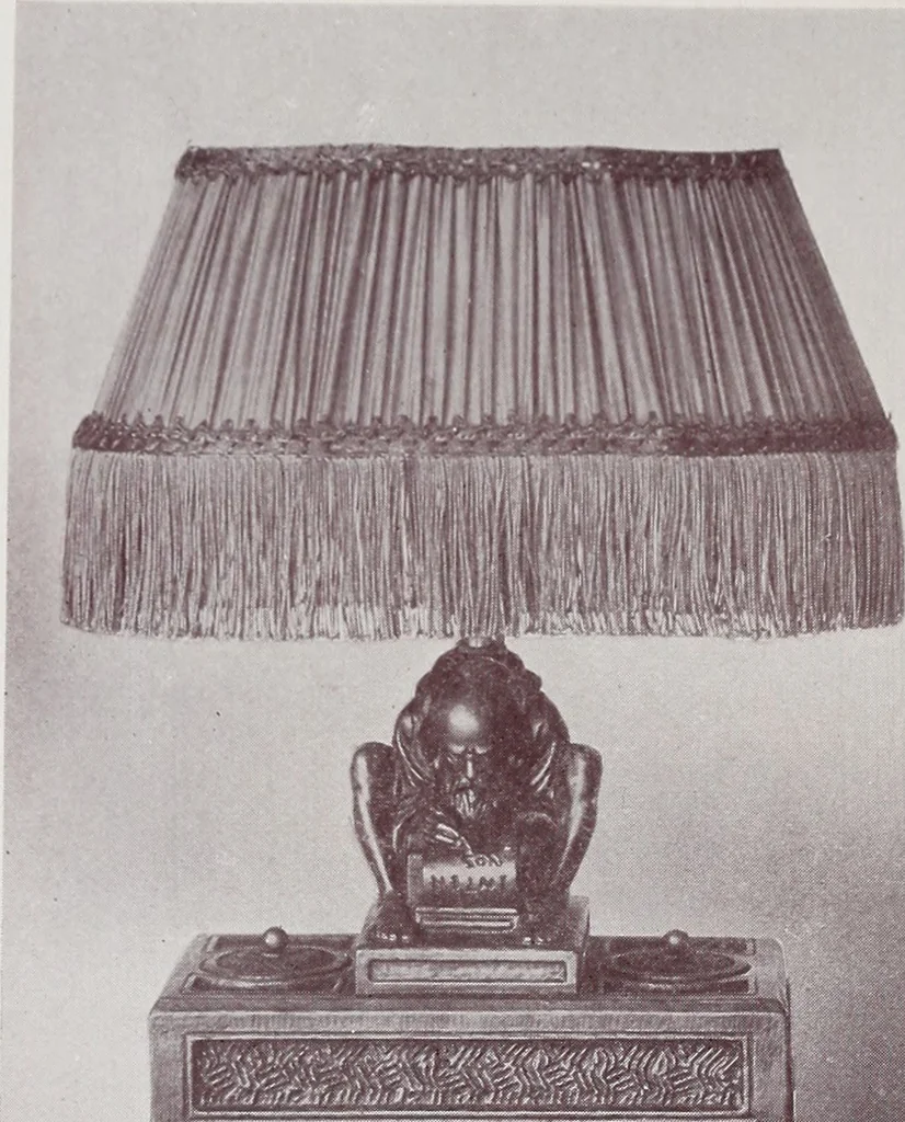 An illustration from Armor bronze : artistic and ideal gifts in book ends, door stops, art objects, table and floor lamps, 1900, leaf 39