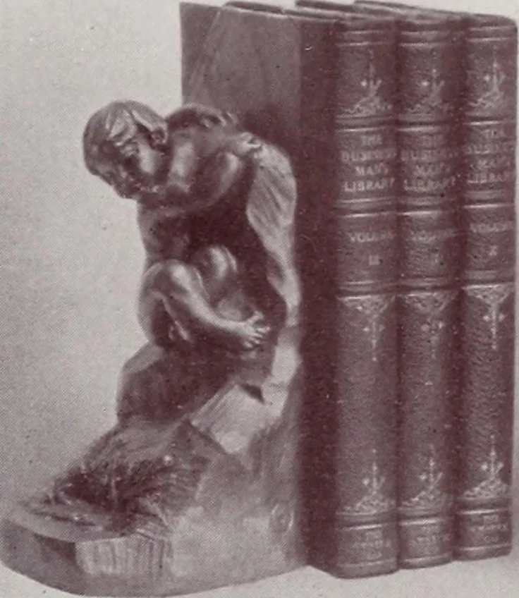 An illustration from Armor bronze : artistic and ideal gifts in book ends, door stops, art objects, table and floor lamps, 1900, leaf 4