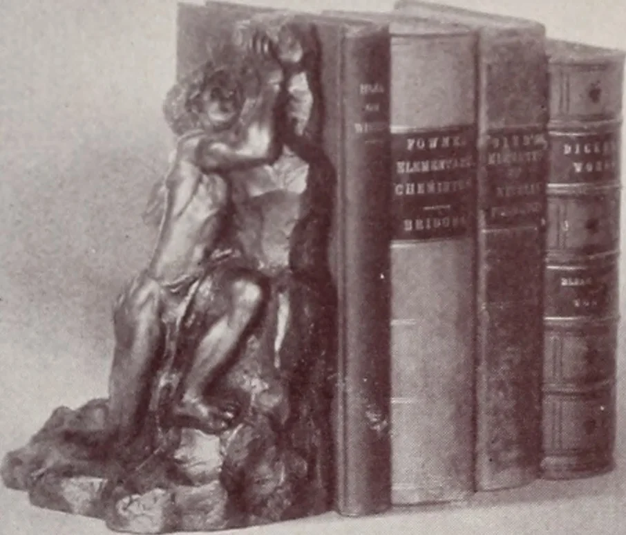 An illustration from Armor bronze : artistic and ideal gifts in book ends, door stops, art objects, table and floor lamps, 1900, leaf 5
