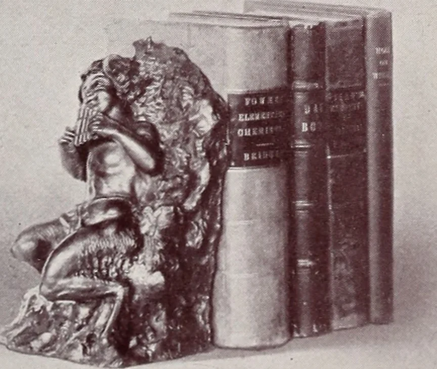 An illustration from Armor bronze : artistic and ideal gifts in book ends, door stops, art objects, table and floor lamps, 1900, leaf 5