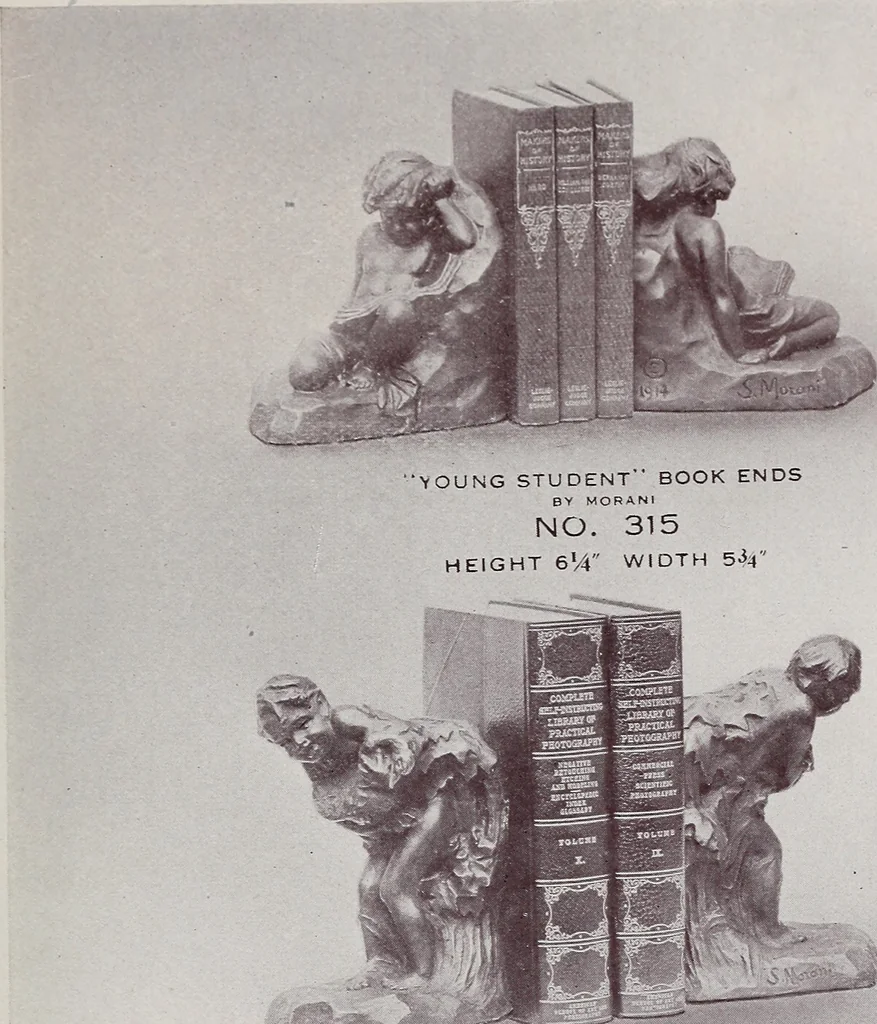 An illustration from Armor bronze : artistic and ideal gifts in book ends, door stops, art objects, table and floor lamps, 1900, leaf 6