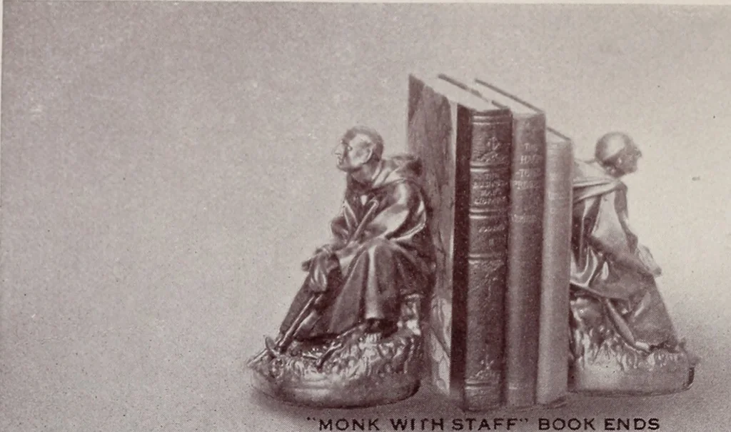 An illustration from Armor bronze : artistic and ideal gifts in book ends, door stops, art objects, table and floor lamps, 1900, leaf 7